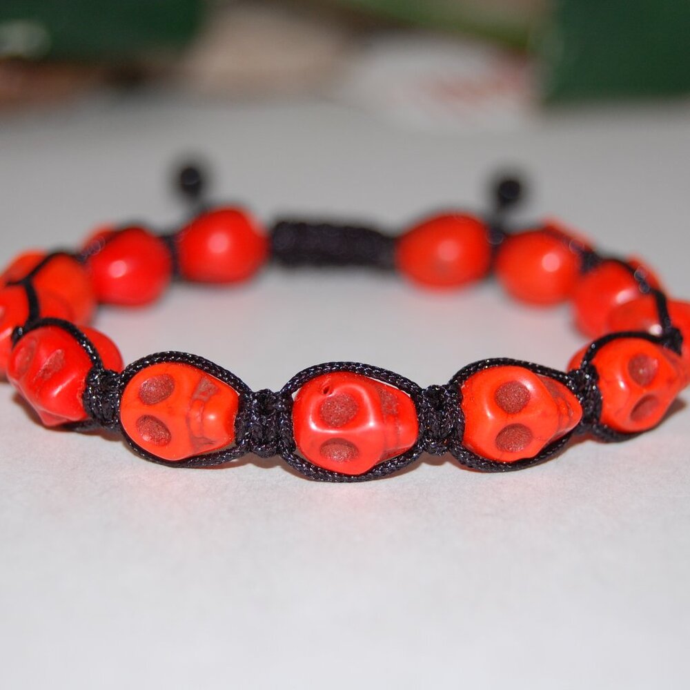 Skull Bracelet,Stone Skull Bracelet,Skull Drawstring Bracelet,Ethnic Bracelet